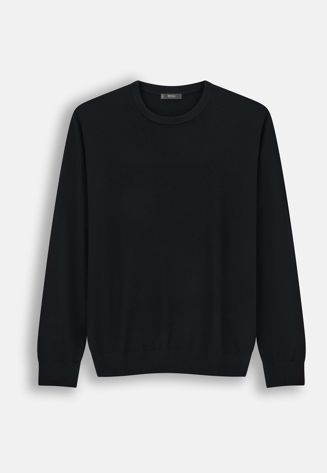 Crew Neck Jumper in Merino Wool, Black, hi-res, 5