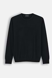 Crew Neck Jumper in Merino Wool, Black, thumb, 5