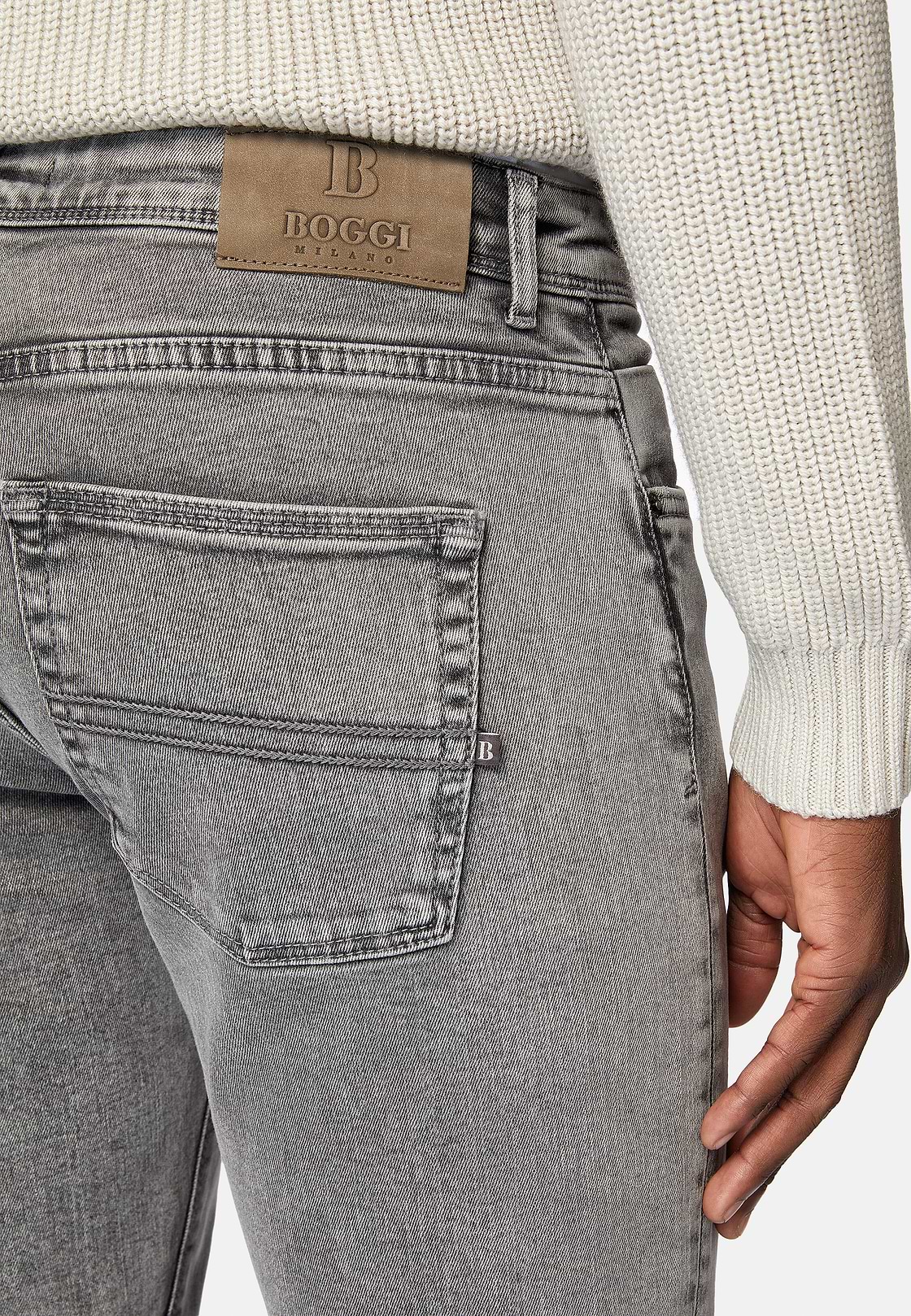 Grey Stretch Denim Jeans, Grey, hi-res