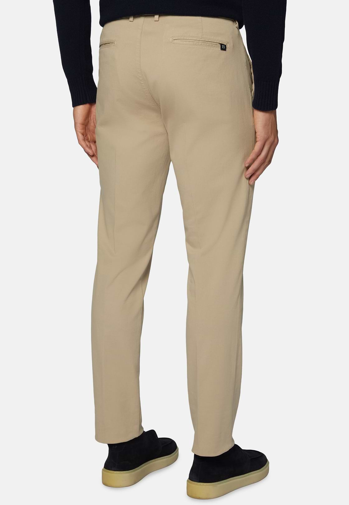 Stretch Cotton Trousers, Beige, hi-res