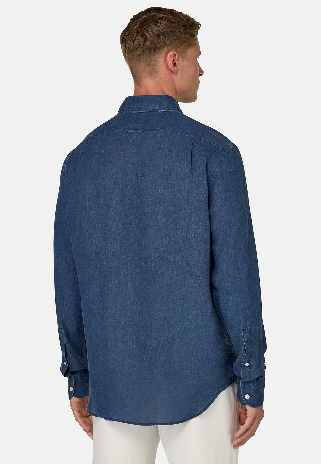 Camicia In Lino Regular Fit, Navy, hi-res