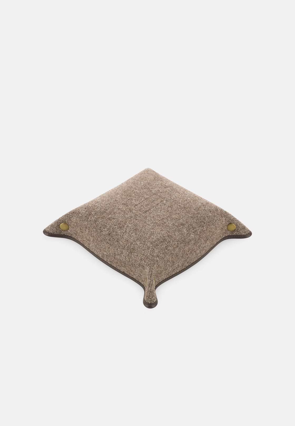 Sleutelschaal in Leer en Wol, Taupe, hi-res, 3