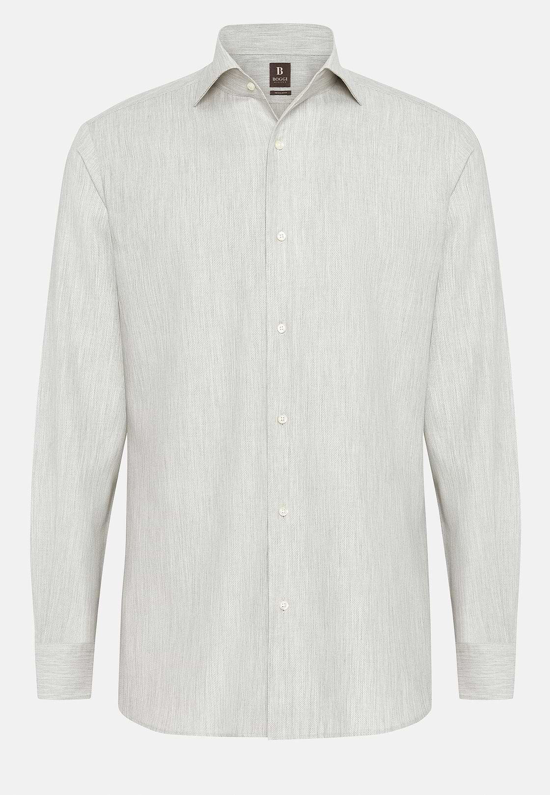 Chemise Nid D'Abeille En Coton Regular Fit, Gris, hi-res