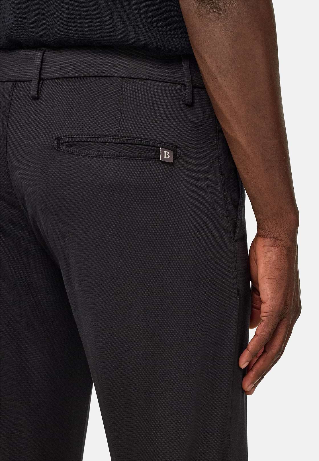 Stretch Cotton/Tencel Trousers, Black, hi-res