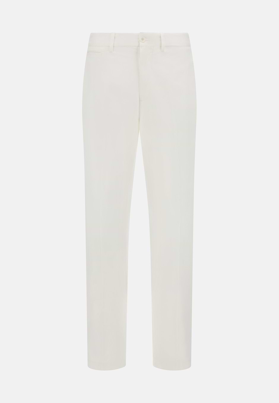 Stretch Cotton and Linen Trousers, White, hi-res