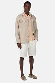 Linen Camp Overshirt, Sand, hi-res