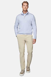 Stretch Cotton Trousers, Beige, hi-res