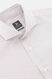 Camicia A Righe In Cotone Slim Fit, Marrone, thumb, 5