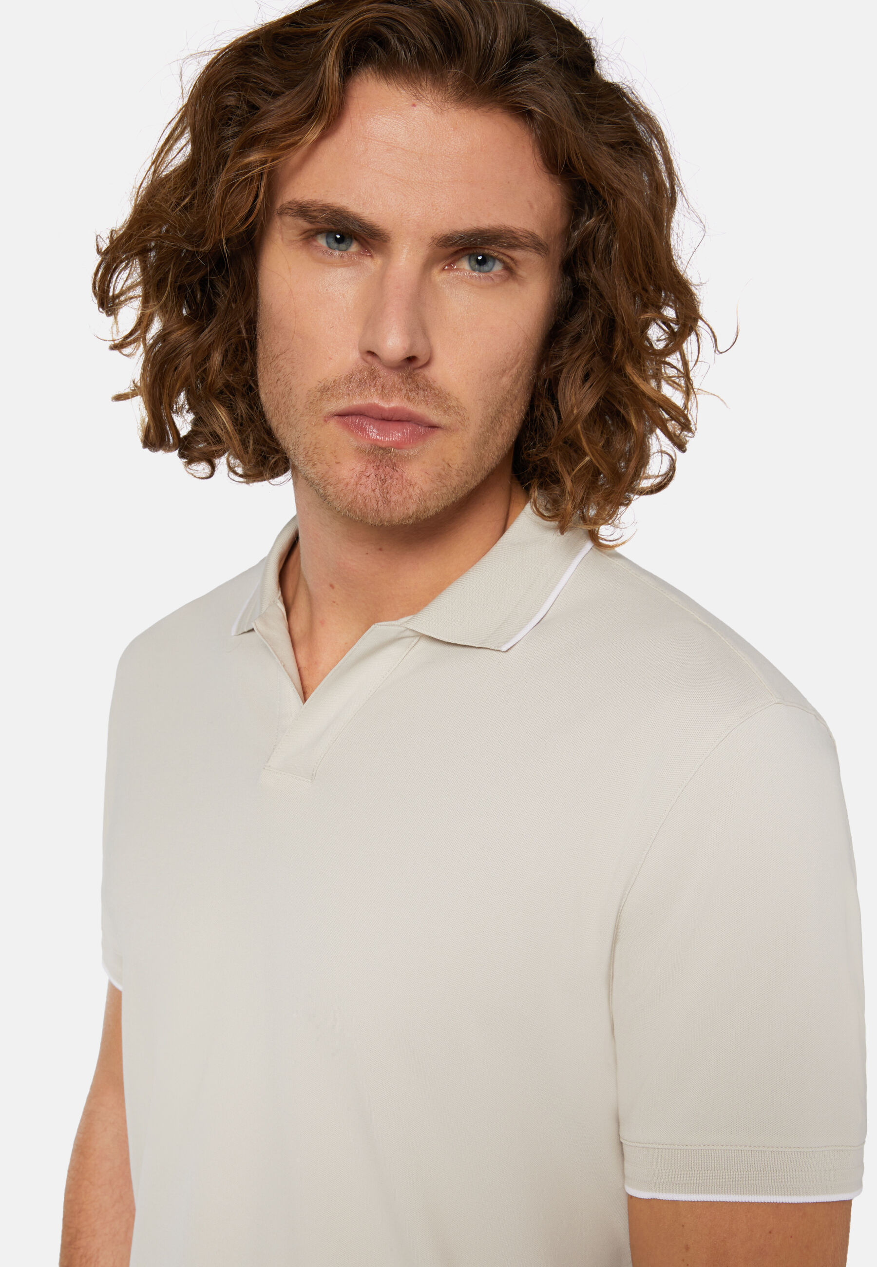 High-Performance Piqué Polo Shirt, Sand, hi-res