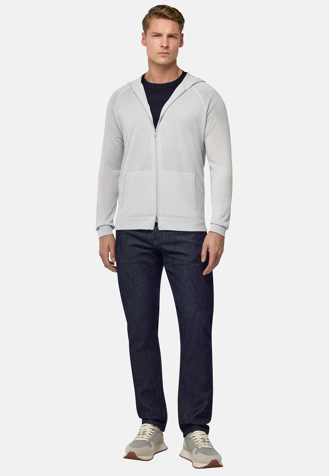 Jersey Con Media Cremallera De Lana Merina, Hielo, hi-res, 1