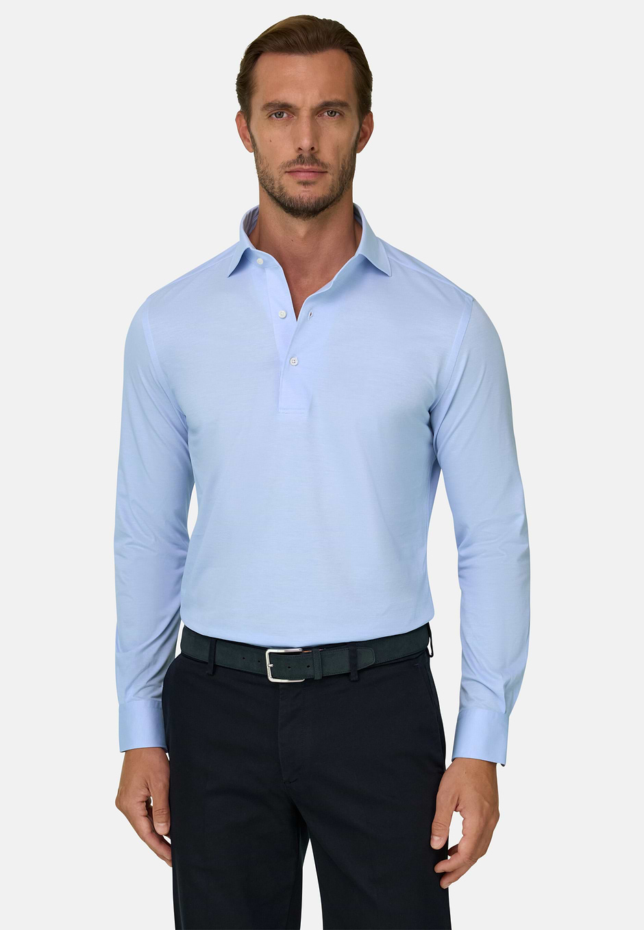 Japanese Jersey Polo Shirt, Light Blue, hi-res