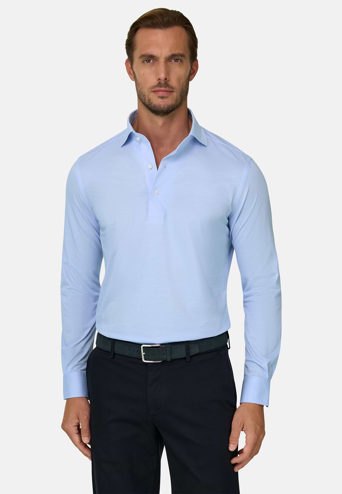 Japanese Jersey Polo Shirt, Light Blue, hi-res, 1