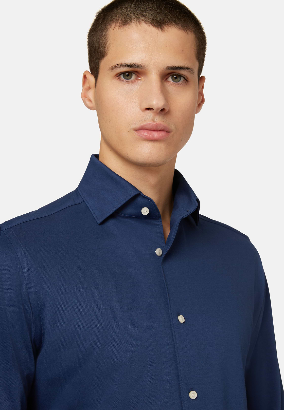 Camisa Estilo Polo De Punto Jersey Japonés Corte Regular, Azul  Marino, hi-res
