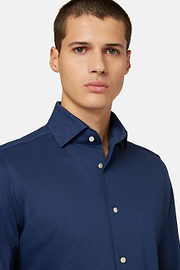 Camisa Estilo Polo De Punto Jersey Japonés Corte Regular, Azul  Marino, hi-res