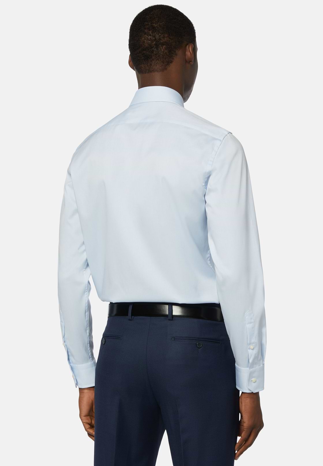 Blue Pin Point Cotton Slim Fit Shirt, Light blue, hi-res