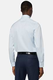 Blue Pin Point Cotton Slim Fit Shirt, Light blue, hi-res