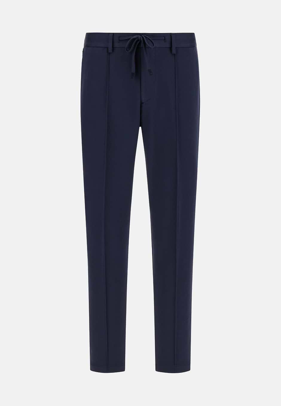 Cotton Blend Jersey Trousers, Navy blue, hi-res