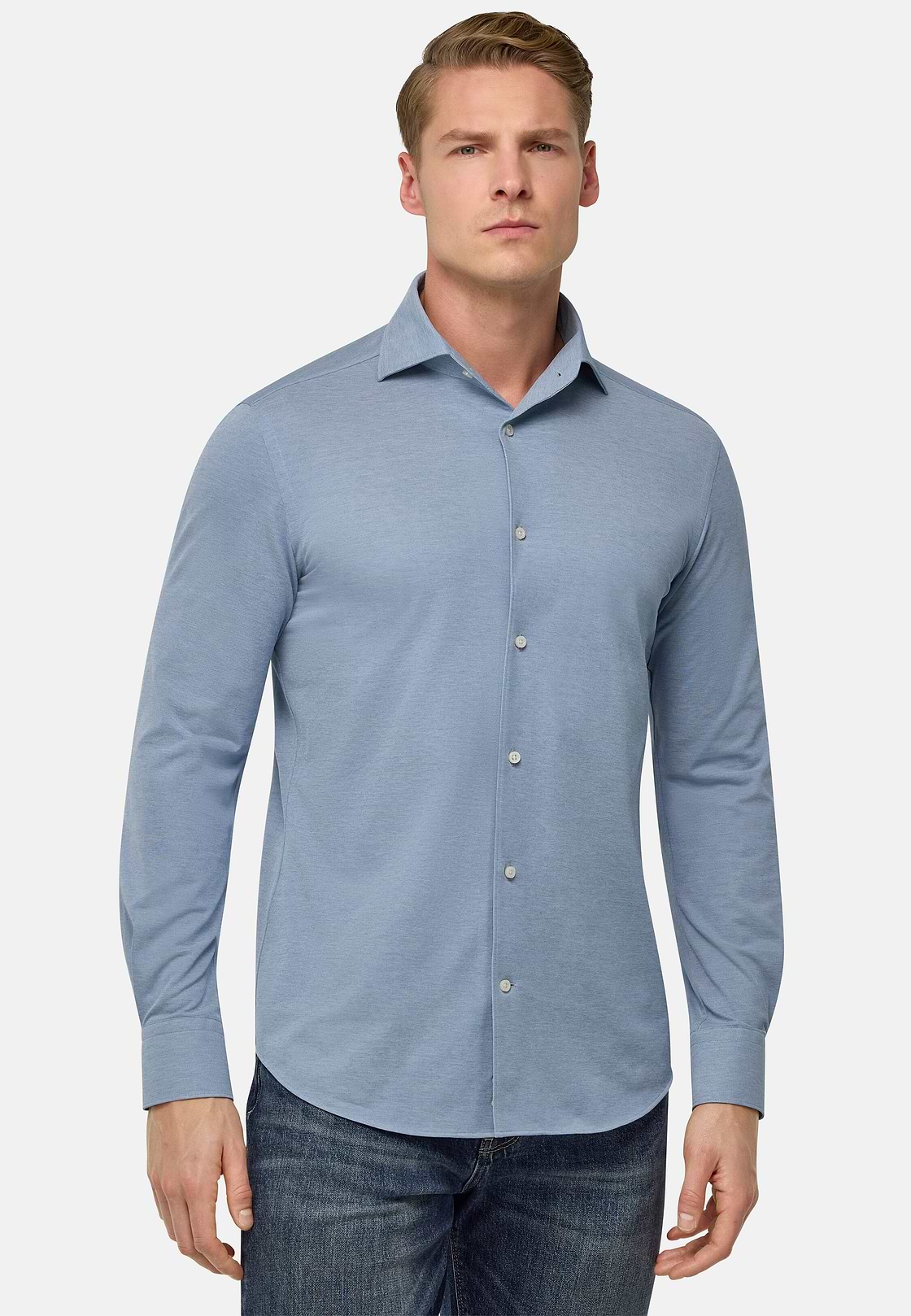 Regular Fit Japanese Jersey Polo Shirt, Indigo, hi-res