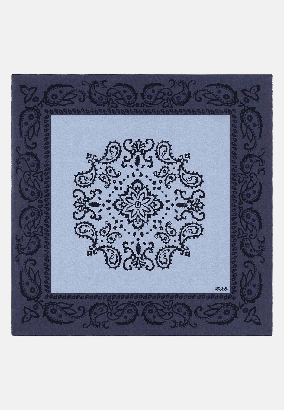 Paisley Print Silk Bandana, Blue, hi-res