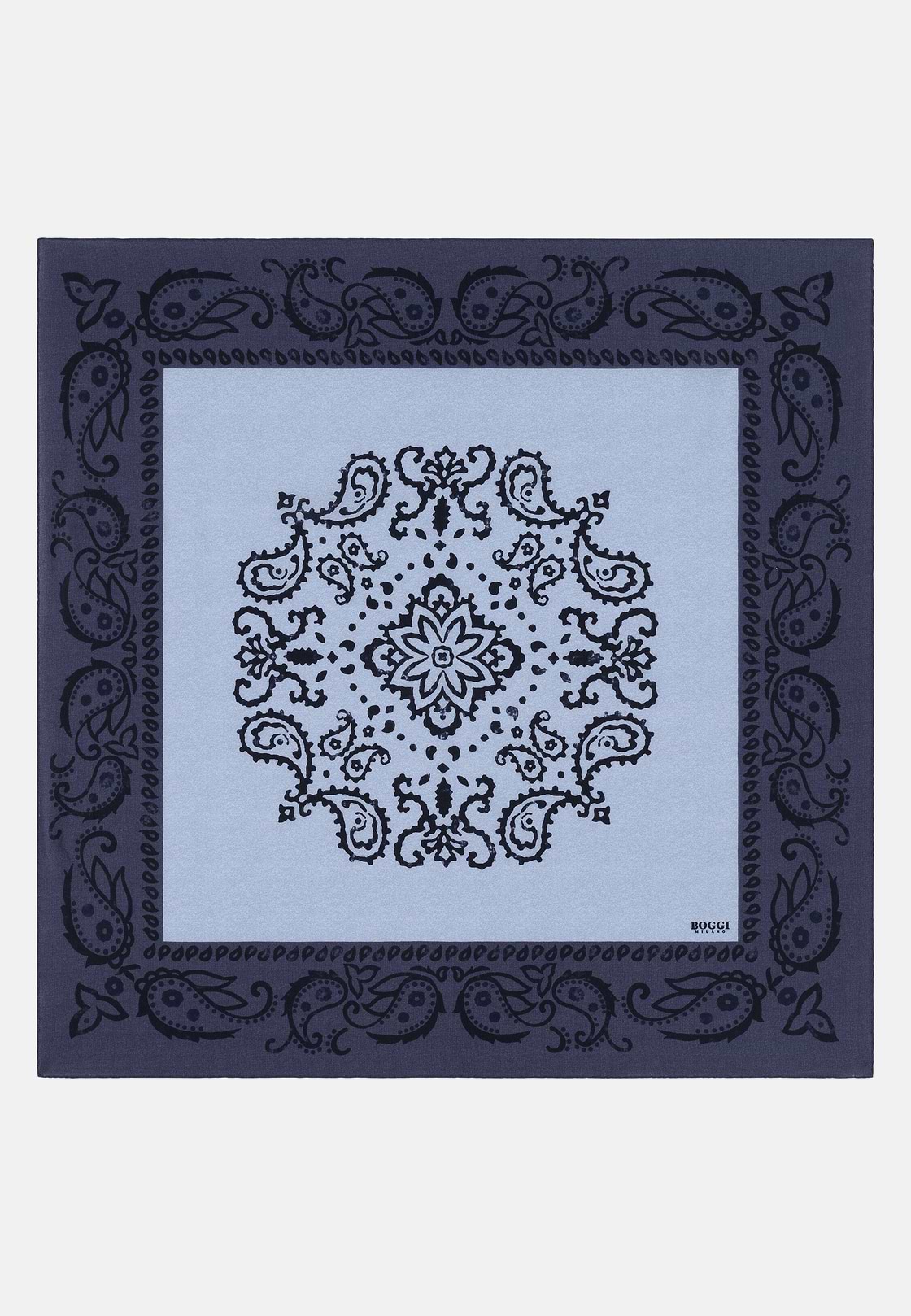 Paisley Print Silk Bandana, Blue, hi-res, 1