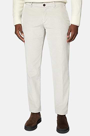 Trousers in Stretch Velvet, Light grey, hi-res