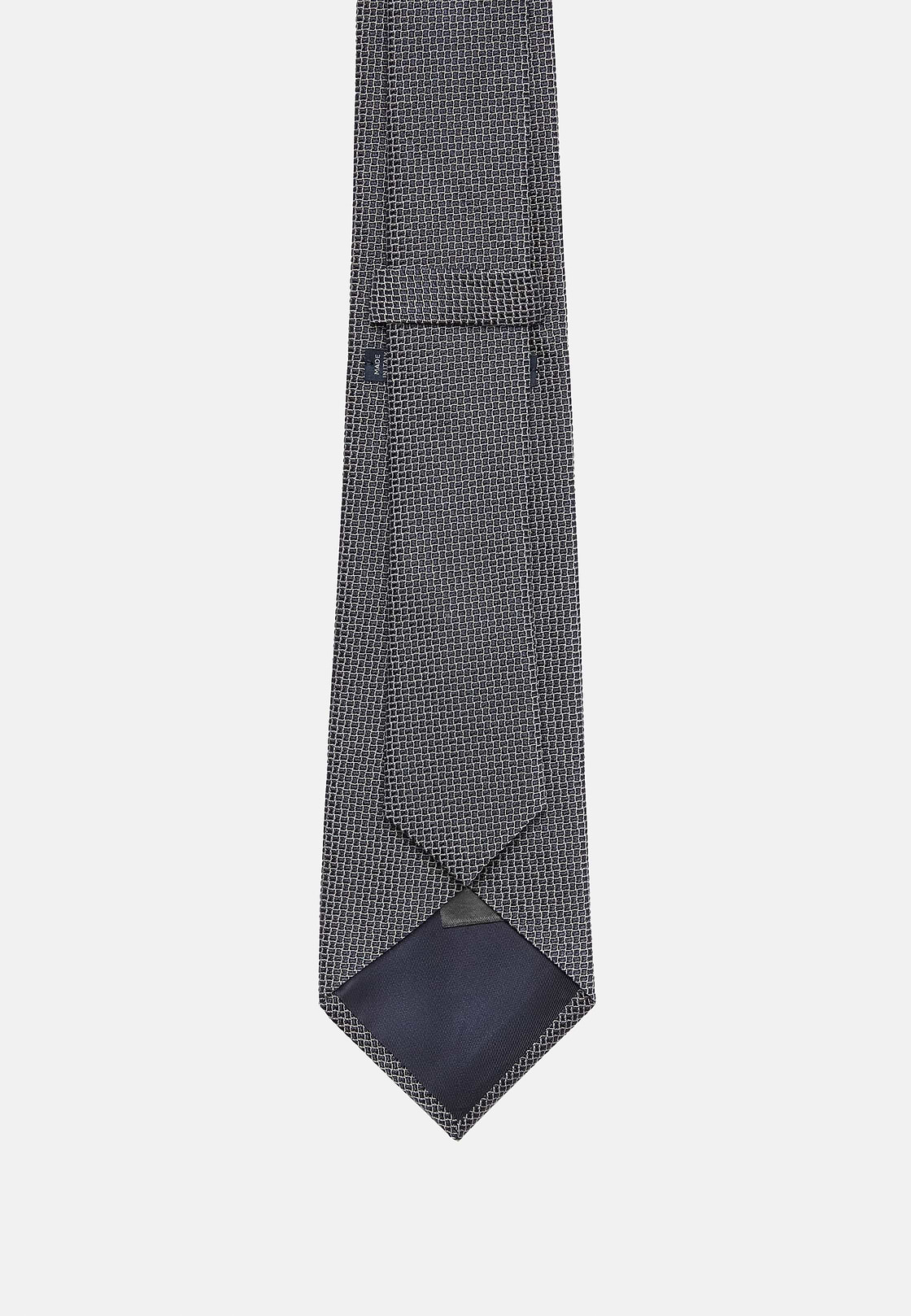 Checked Design Formal Silk Tie, Navy blue, hi-res