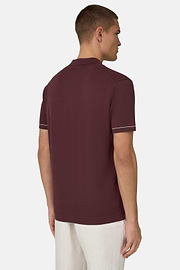 Strick-Poloshirt Aus Baumwollkrepp, Burgundy, thumb, 3