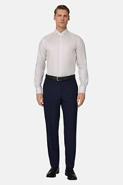 Camicia A Righe In Cotone Slim Fit, Marrone, thumb, 2