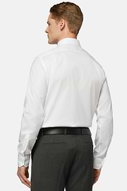 Chemise blanche pin point en coton regular long fit, Blanc, hi-res