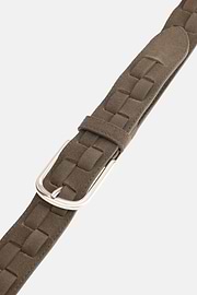 Cintura In Pelle Scamosciata Intrecciata, Taupe, thumb, 3