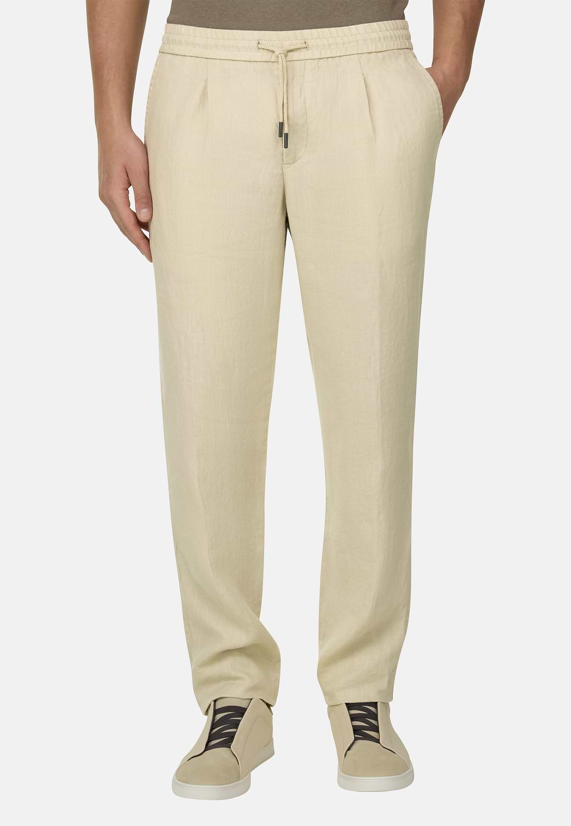 Linen Coulisse Pants, Sand, hi-res, 1
