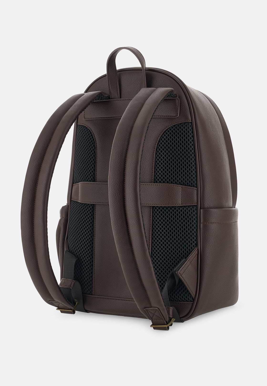 Rucksack in Leather-Effect Fabric, Dark brown, hi-res, 4