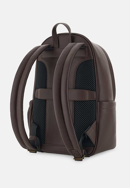Rugzak in Stof met Lederen Look, Brown, hi-res