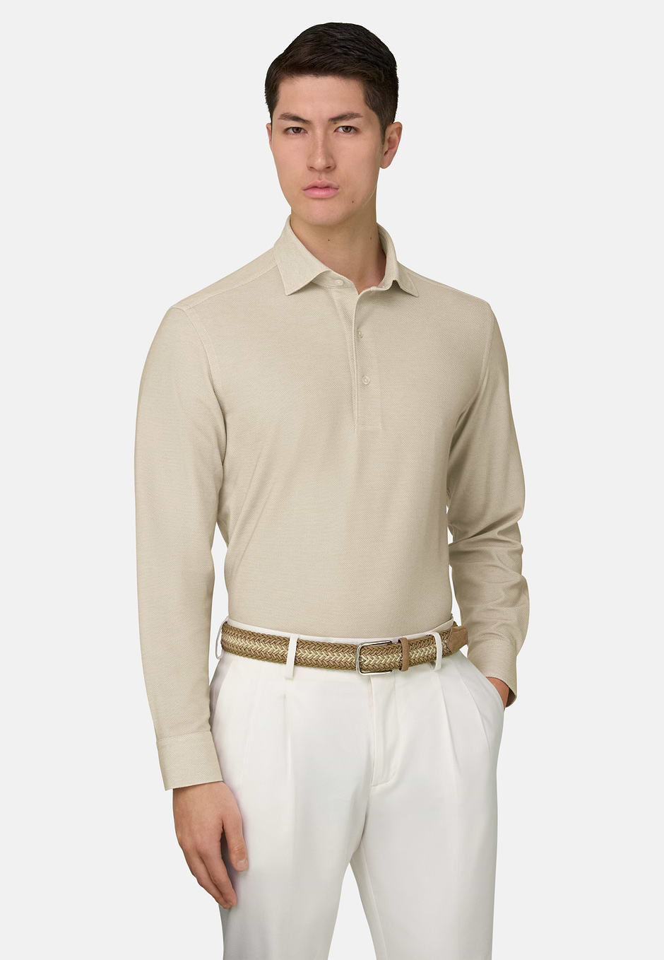 Japanese Jersey Polo Shirt, Sand, hi-res