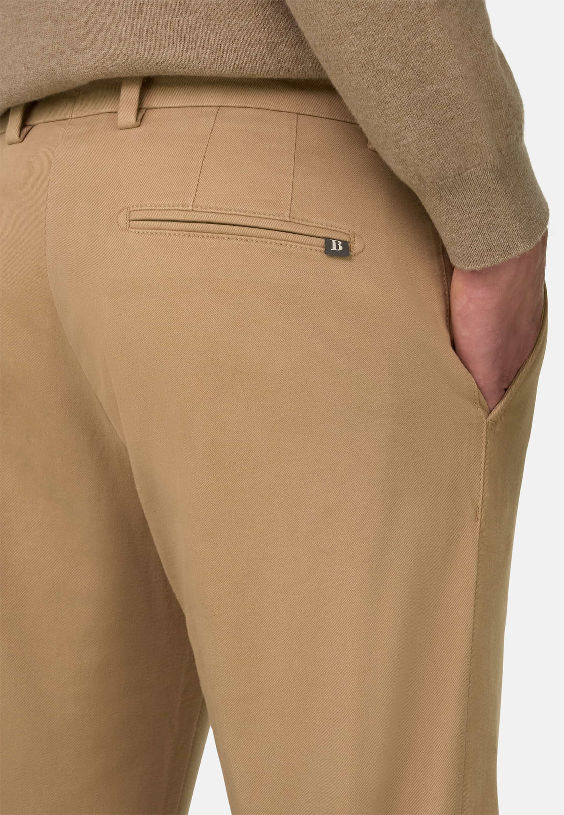 Pantalon en Coton Extensible, Biscuit, hi-res, 3