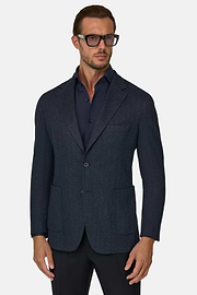 Blazer Herringbone Cotton Blend, Navy blue, thumb, 1