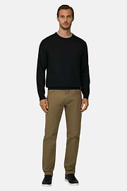 Crew Neck Jumper in Merino Wool, Black, thumb, 2