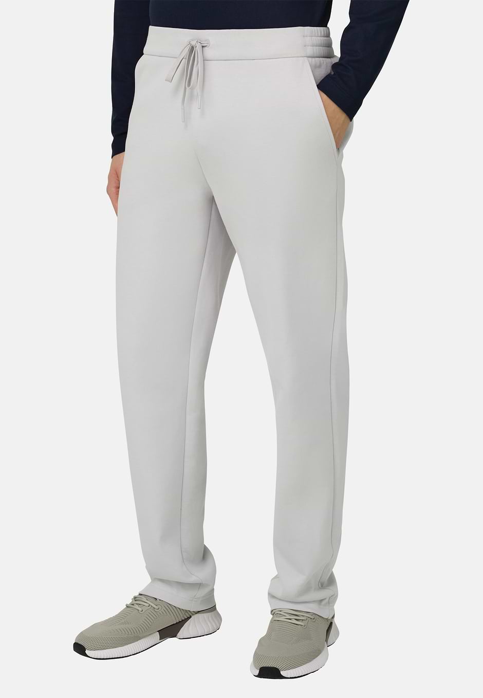 Trousers in Lightweight Cotton Blend Scuba, Ice, hi-res