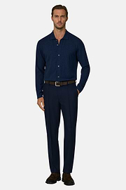 Knitted Shirt in Wool Cashmere, Navy blue, thumb, 2