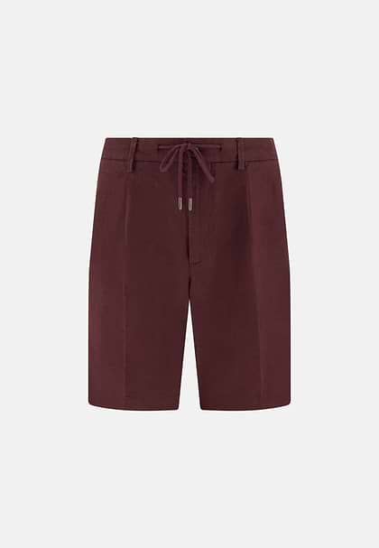 Bermudas in Linen, Burgundy, hi-res