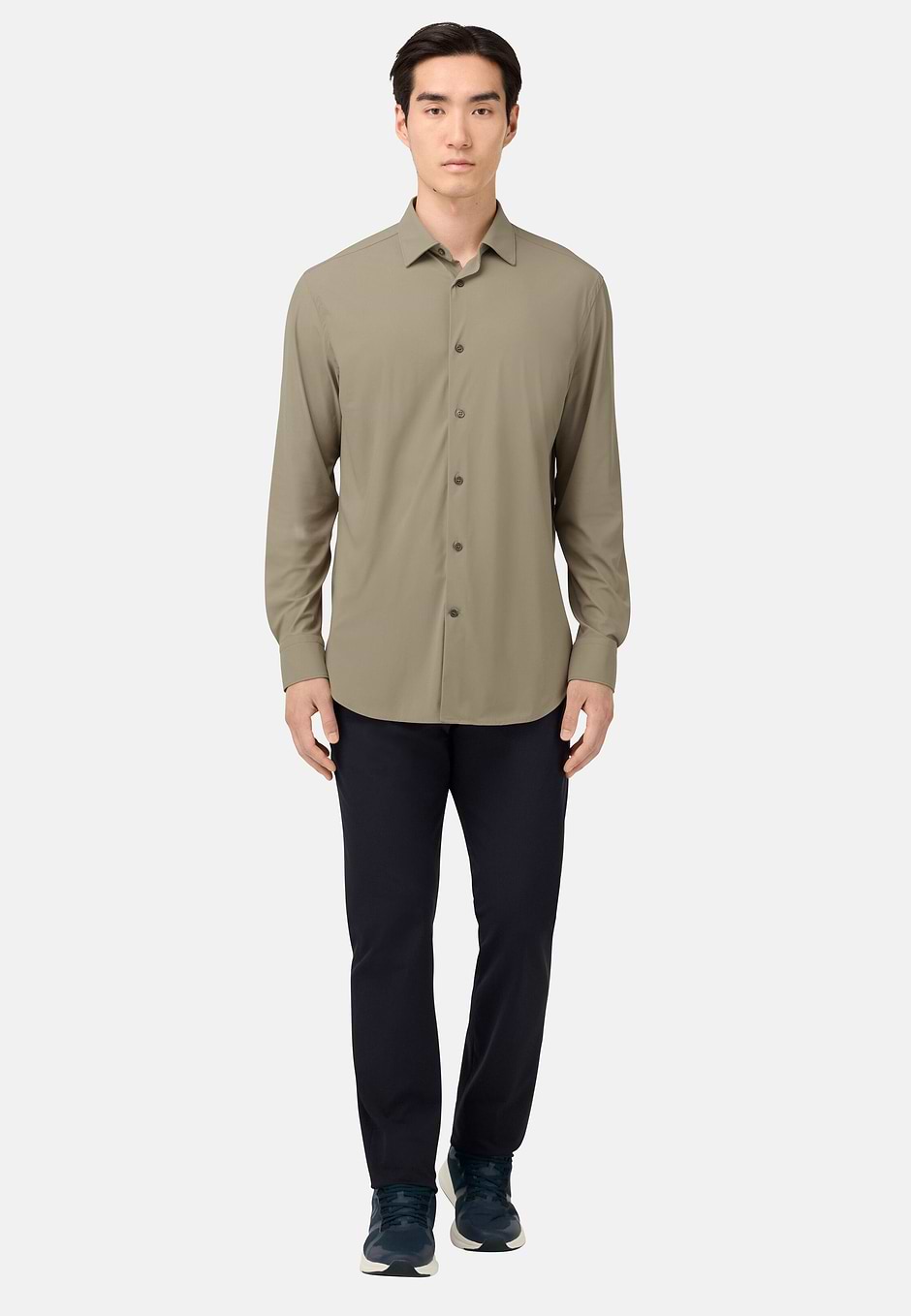 Slim Fit Stretch Nylon Shirt, Beige, hi-res