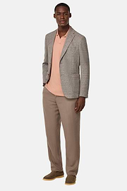 Melange B-Jersey Linen and Cotton Jacket, Taupe, hi-res