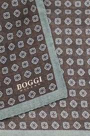 Pocket Square Floral Pattern Silk, Taupe, thumb, 3