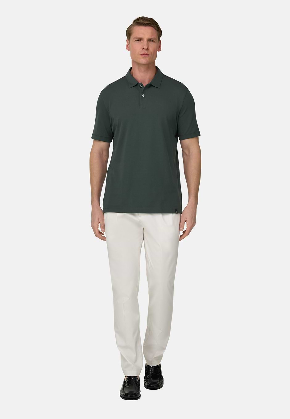 High-Performance Piqué Polo Shirt with S-Cafè® Yarn, Green, hi-res