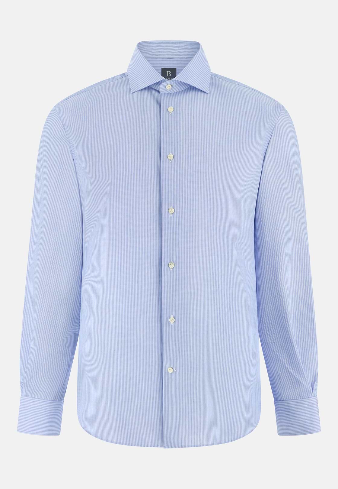 Camicia A Righe In Cotone Regular Fit, Azzurro, hi-res, 6