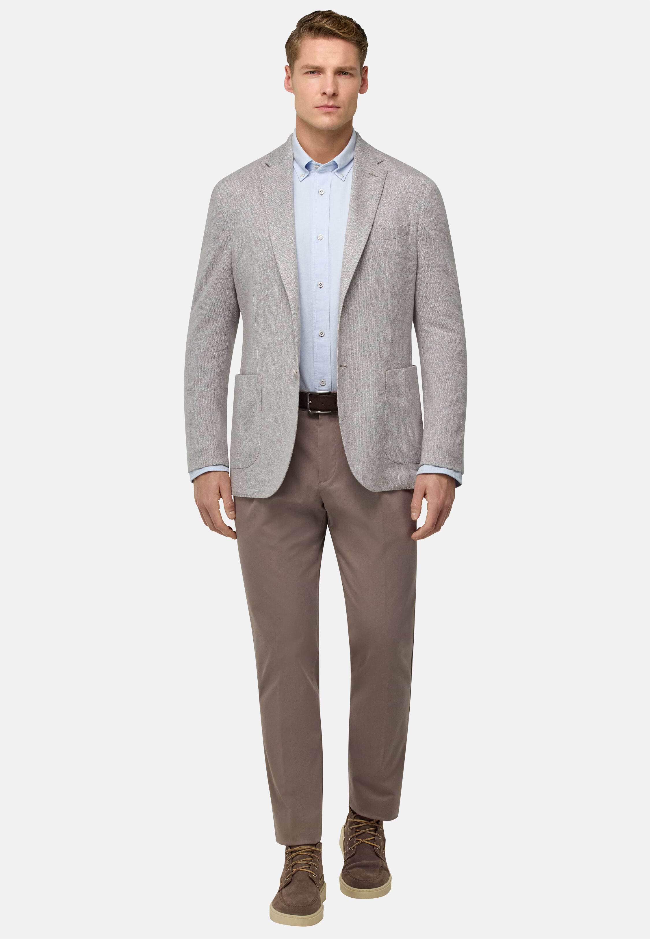 RRL ごま塩 Becker Cotton Jacket Men's B Jersey Cotton and Linen Jacket, Light grey | Boggi Milano