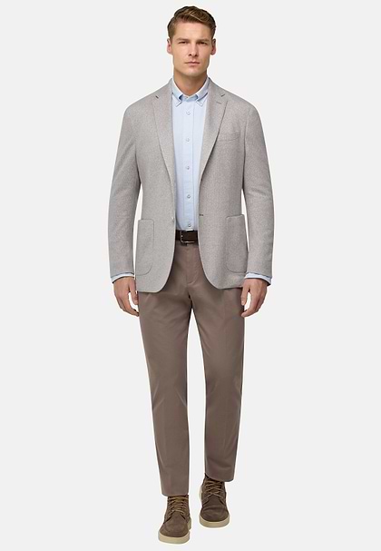 Men's B Jersey Cotton and Linen Jacket, Light grey | Boggi Milano Men's B Jersey Cotton and Linen Jacket, Light grey | Boggi Milano
