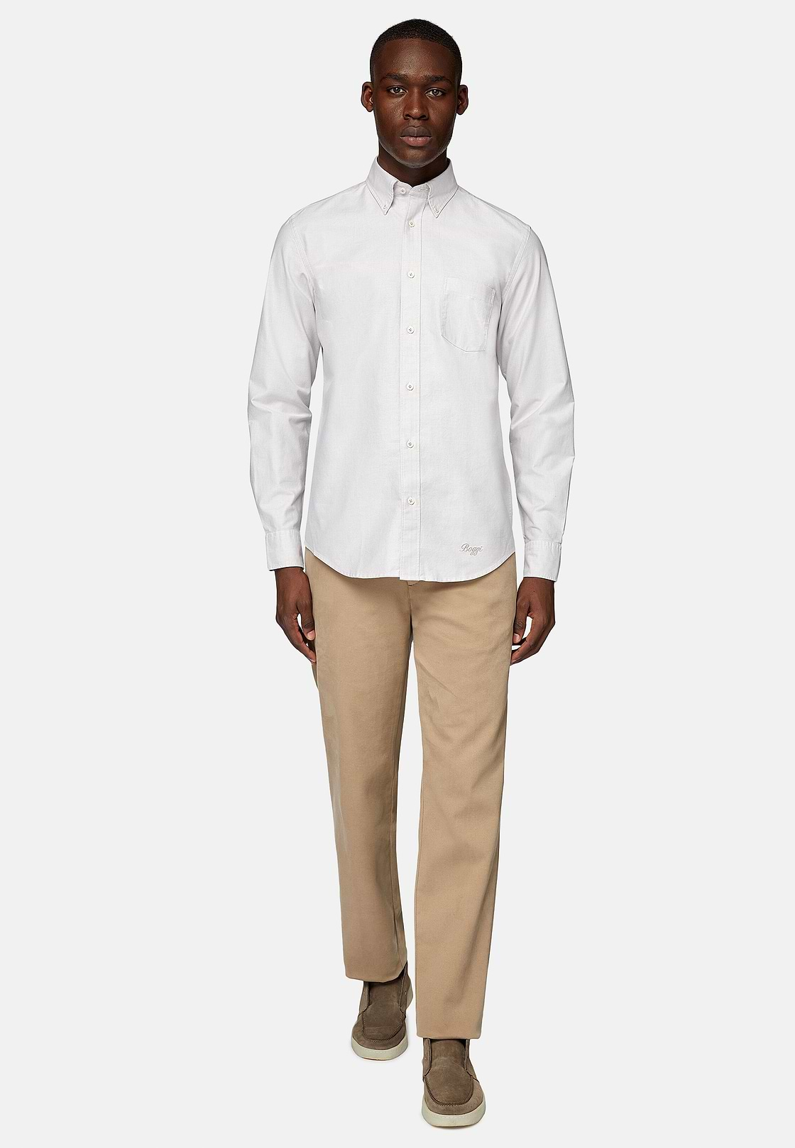 Chemise En Coton Oxford Bio Coupe Droite, Sable, hi-res