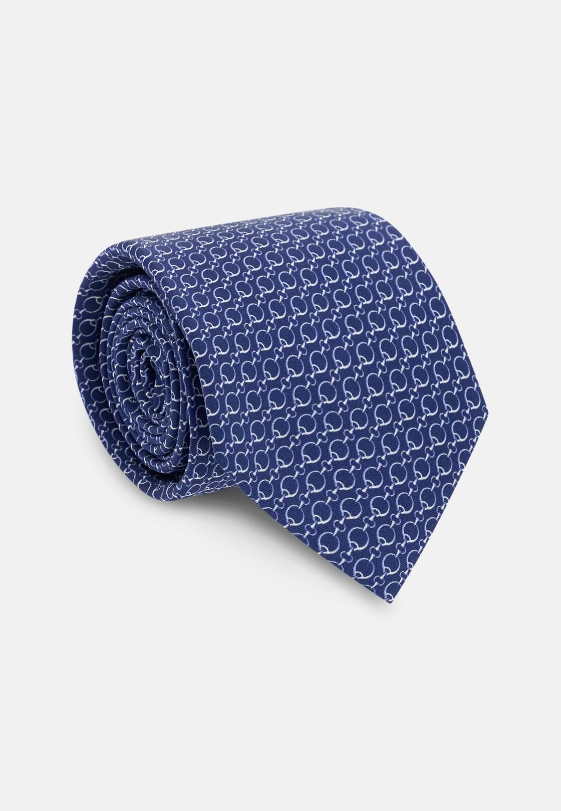 Seidenkrawatte mit Steigbügelmuster, Blau, hi-res, 2