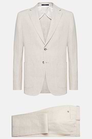 Beige Suit In Pure Linen, Beige, hi-res